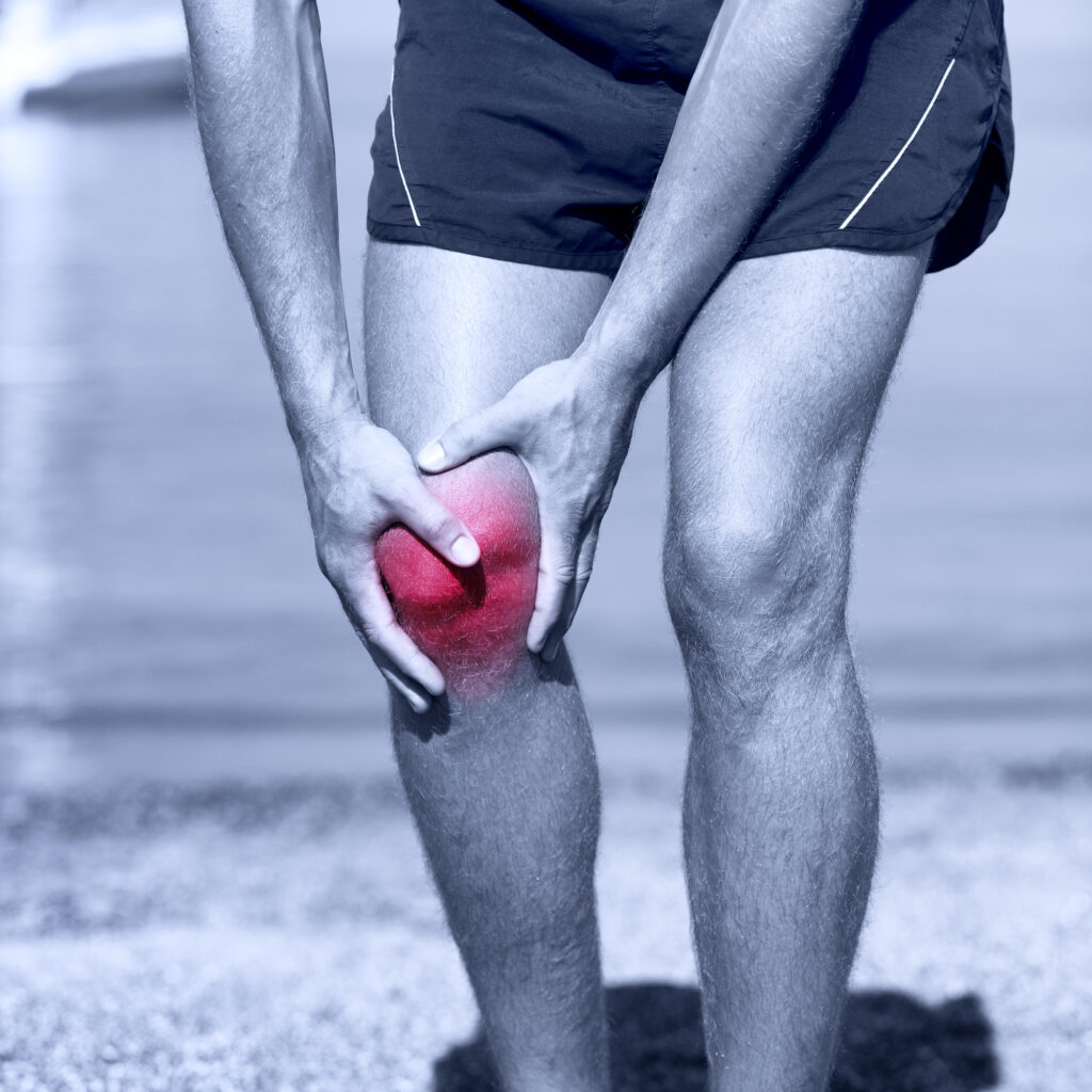 Knee Injury - sports running knee injuries on man